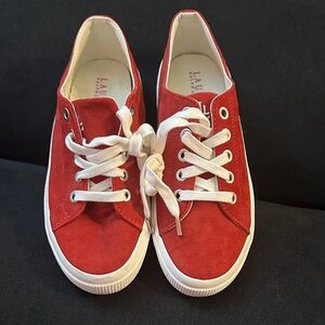 Ralph Lauren Red Suede Flats